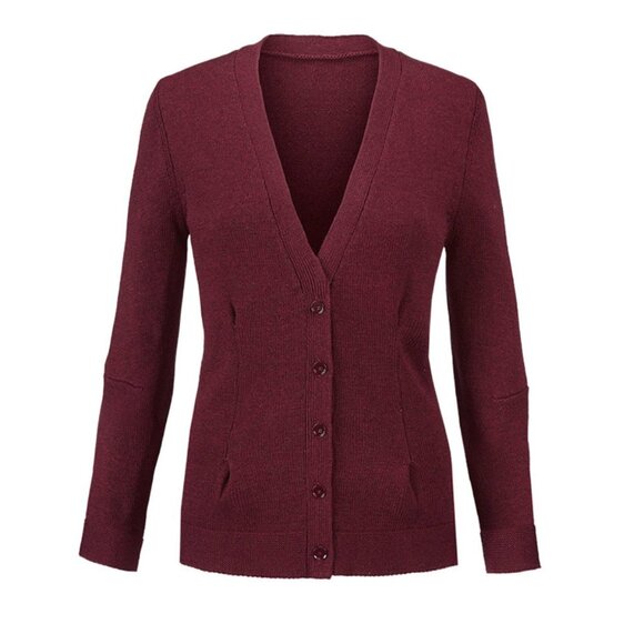 F18 Cabi Catch Cardigan, Deep Garnet Red, Button Front - Picture 1 of 5